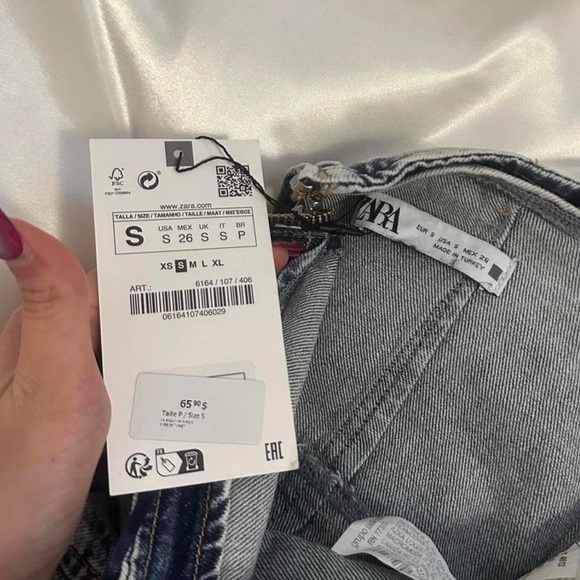 Zara Brand New Strapless Light Washed Denim Bodycon Mini Dress - Picture 2 of 8